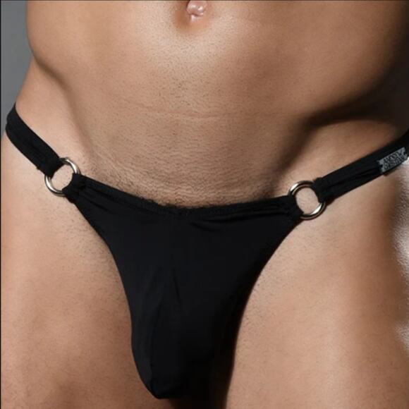 Andrew Christian Low Cut Ring Thong Large Black - Picture 4 of 10